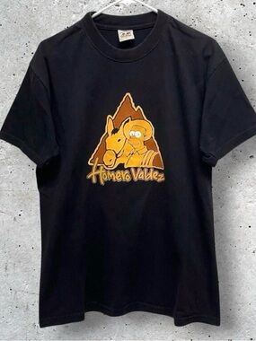 Vintage 1990s The Simpsons “Homero Valdez” Black Parody T-Shirt // L